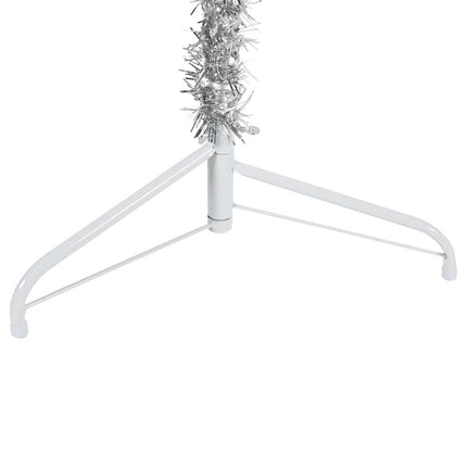 Slim Artificial Half Christmas Tree with Stand Silver 7 ft