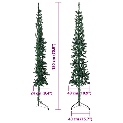 Slim Artificial Half Christmas Tree with Stand Green 6 ft