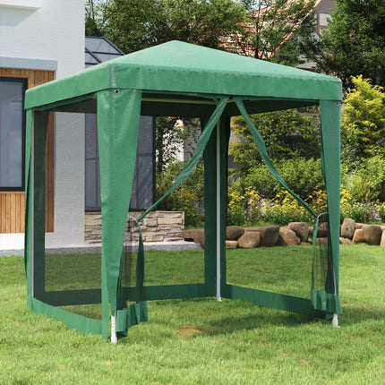 Party Tent with 4 Mesh Sidewalls Green 6.6'x6.6'HDPE
