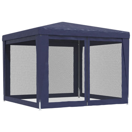 Party Tent with 4 Mesh Sidewalls Blue 9.8'x9.8'HDPE