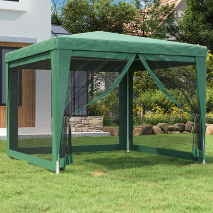 Party Tent with 4 Mesh Sidewalls Green 9.8'x9.8'HDPE