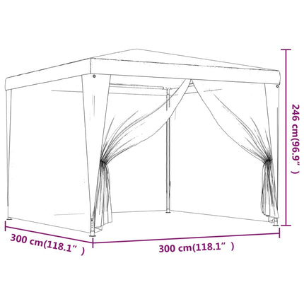 Party Tent with 4 Mesh Sidewalls Anthracite 9.8'x9.8'HDPE