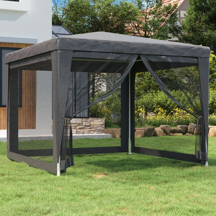 Party Tent with 4 Mesh Sidewalls Anthracite 9.8'x9.8'HDPE