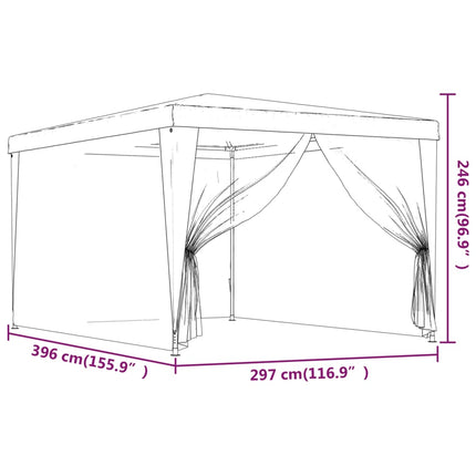 Party Tent with 4 Mesh Sidewalls Blue 9.8'x13.1'HDPE