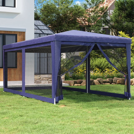 Party Tent with 6 Mesh Sidewalls Blue 9.8'x19.7'HDPE