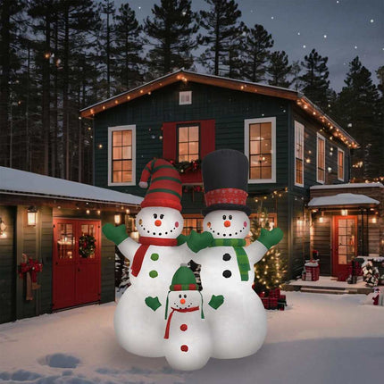 Inflatable Snowman Family with LEDs8 ft