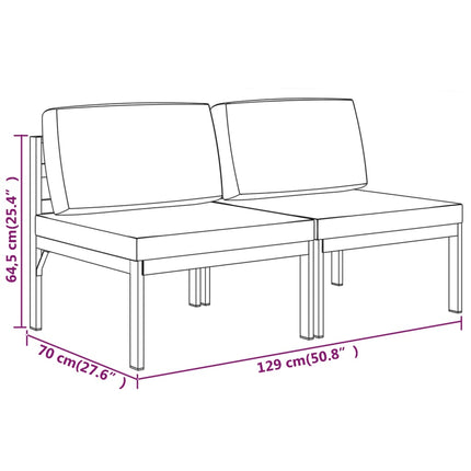 2-Seater Patio Sofa with Cushions Aluminum Anthracite