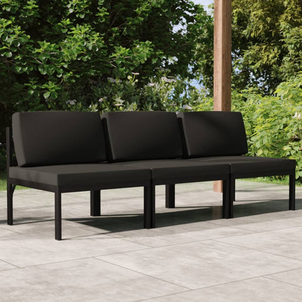 3-Seater Patio Sofa with Cushions Aluminum Anthracite