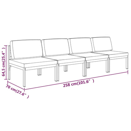 4-Seater Patio Sofa with Cushions Aluminum Anthracite