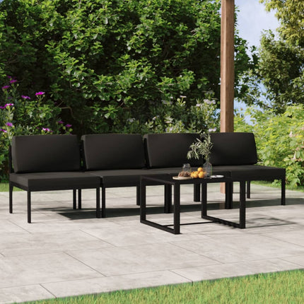 5 Piece Patio Lounge Set with Cushions Aluminum Anthracite