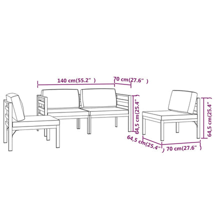 4 Piece Patio Lounge Set with Cushions Aluminum Anthracite