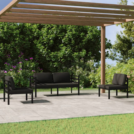 4 Piece Patio Lounge Set with Cushions Aluminum Anthracite