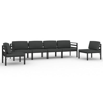 6 Piece Patio Lounge Set with Cushions Aluminum Anthracite