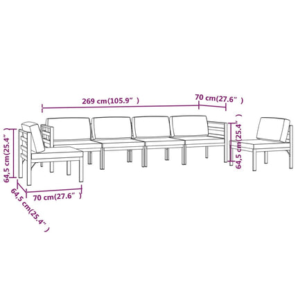 6 Piece Patio Lounge Set with Cushions Aluminum Anthracite