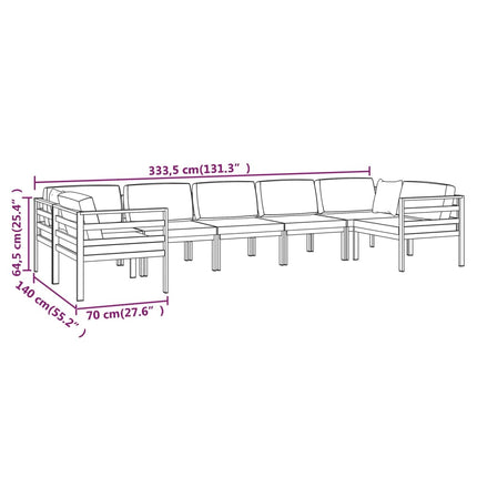 7 Piece Patio Lounge Set with Cushions Aluminum Anthracite