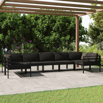 7 Piece Patio Lounge Set with Cushions Aluminum Anthracite