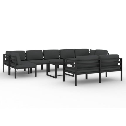 10 Piece Patio Lounge Set with Cushions Aluminum Anthracite