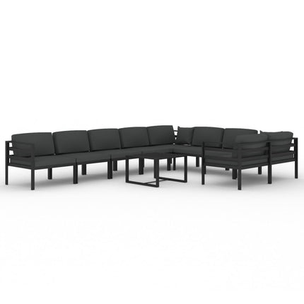 10 Piece Patio Lounge Set with Cushions Aluminum Anthracite