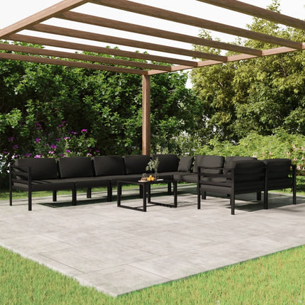 10 Piece Patio Lounge Set with Cushions Aluminum Anthracite