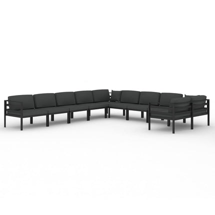 10 Piece Patio Lounge Set with Cushions Aluminum Anthracite