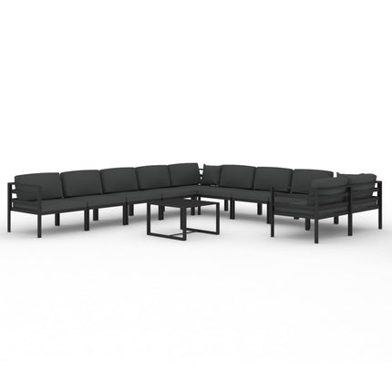 11 Piece Patio Lounge Set with Cushions Aluminum Anthracite