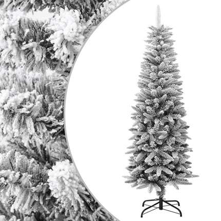 Artificial Slim Christmas Tree with Flocked Snow 5 ft PVC&PE