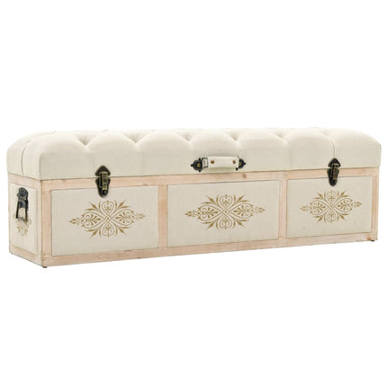 Storage Bench 43.3" Cream Solid Wood Fir