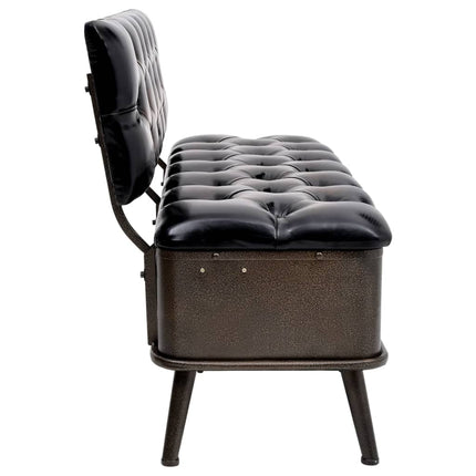 Storage Bench with Backrest 43.3" Black Faux Leather