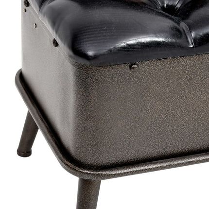 Storage Bench with Backrest 43.3" Black Faux Leather