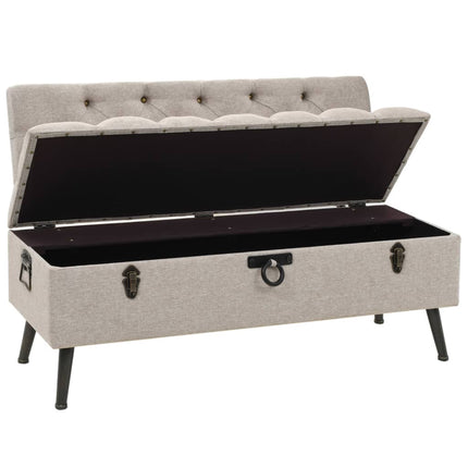 Storage Bench with Backrest 43.3" Cream Fabric