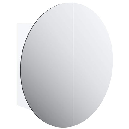Bathroom Cabinet with Round Mirror&LED White 15.7"x15.7"x6.9