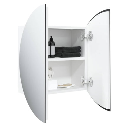 Bathroom Cabinet with Round Mirror&LED White 15.7"x15.7"x6.9