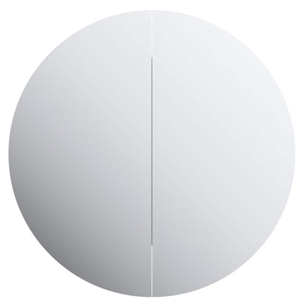 Bathroom Cabinet with Round Mirror&LED White 15.7"x15.7"x6.9