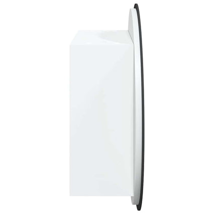 Bathroom Cabinet with Round Mirror&LED White 15.7"x15.7"x6.9