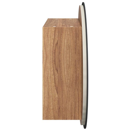 Bathroom Cabinet with Round Mirror&LED Oak 15.7"x15.7"x6.9