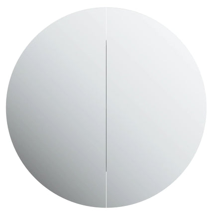 Bathroom Cabinet with Round Mirror&LED Gray 18.5"x18.5"x6.9