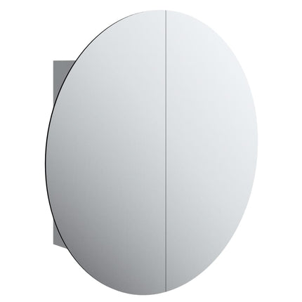 Bathroom Cabinet with Round Mirror&LED Gray 21.3"x21.3"x6.9