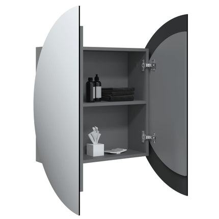Bathroom Cabinet with Round Mirror&LED Gray 21.3"x21.3"x6.9