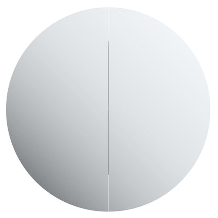 Bathroom Cabinet with Round Mirror&LED Gray 21.3"x21.3"x6.9