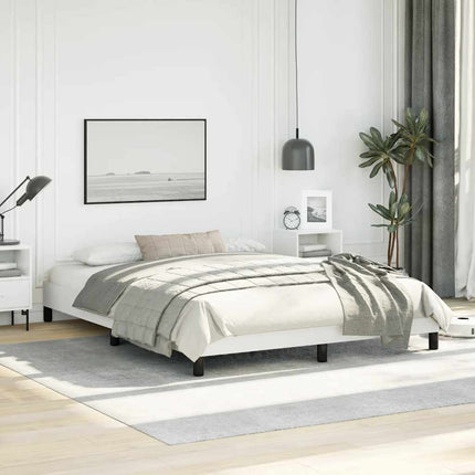 Bed Frame without Mattress White 59.8"x79.9" Queen Faux Leather