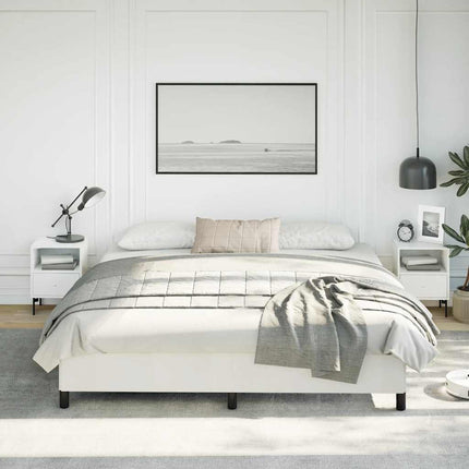 Bed Frame without Mattress White 76"x79.9" King Faux Leather