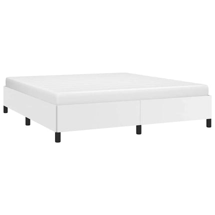 Bed Frame without Mattress White 76"x79.9" King Faux Leather