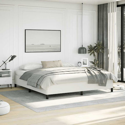 Bed Frame without Mattress White 76"x79.9" King Faux Leather