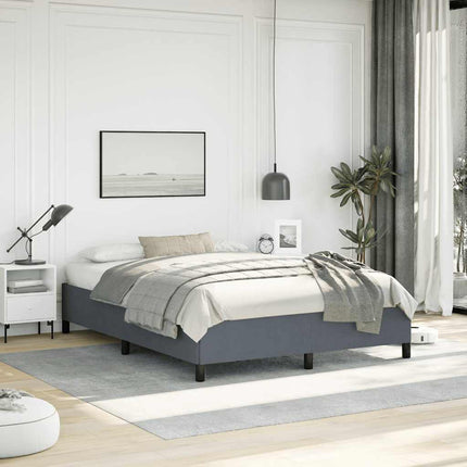 Bed Frame without Mattress Dark Gray 53.9"x74.8" Velvet