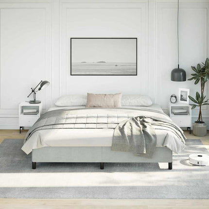 Bed Frame without Mattress Light Gray 76"x79.9" King Velvet