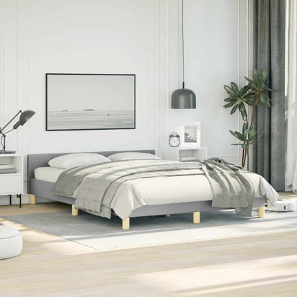 Bed Frame without Mattress Light Gray Full Fabric