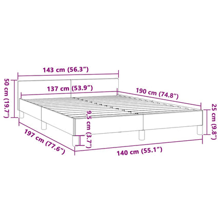 Bed Frame without Mattress Light Gray Full Fabric