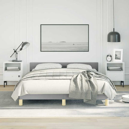 Bed Frame without Mattress Light Gray Full Fabric