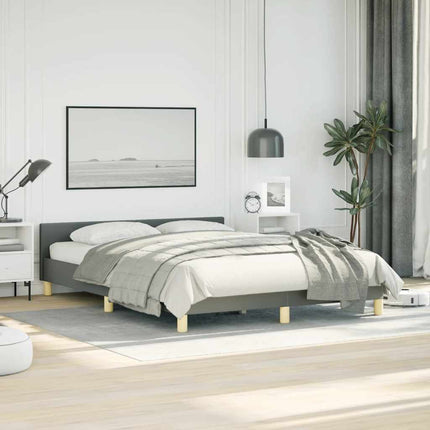 Bed Frame without Mattress Dark Gray Queen Fabric