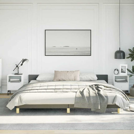 Bed Frame without Mattress Dark Gray California King Fabric
